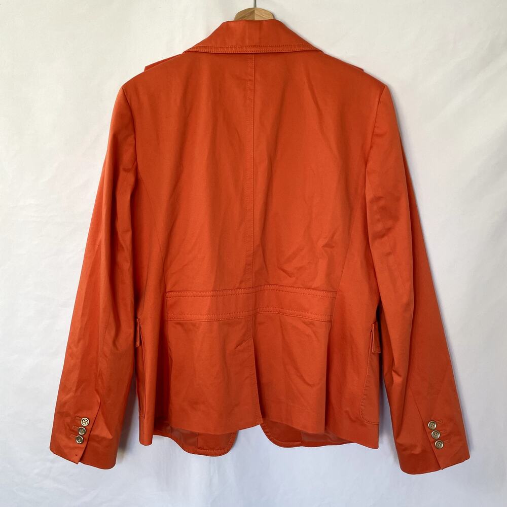 Talbots orange cotton blazer women's size 14 career wear pockets gold detail - Picture 7 of 7